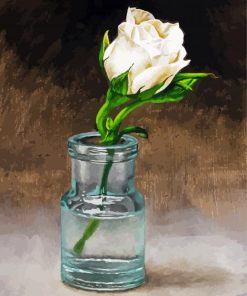White Roses In Bottles Art Paint By Numbers