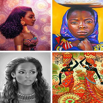 African Woman Painting By Numbers