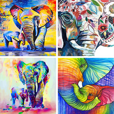 Elephants Painting By Numbers