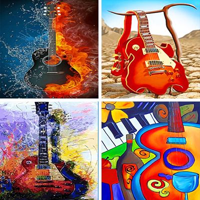 Guitars Painting By Numbers