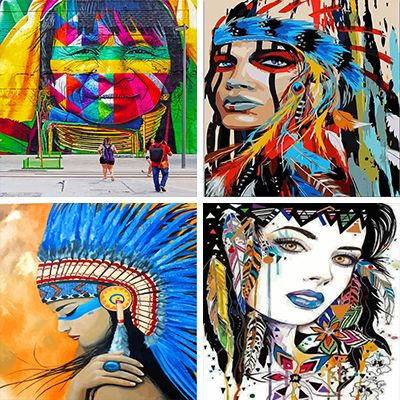 Native Woman Painting By Numbers