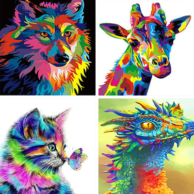 Rainbow Animal Painting By Numbers