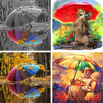 Umbrellas Painting By Numbers