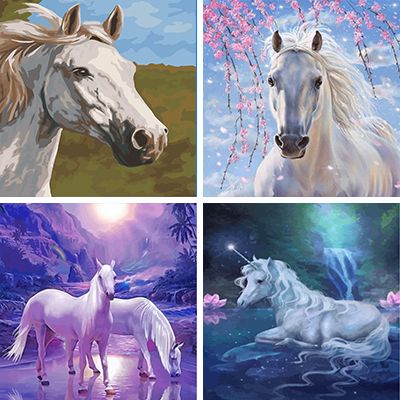White Horses Painting By Numbers