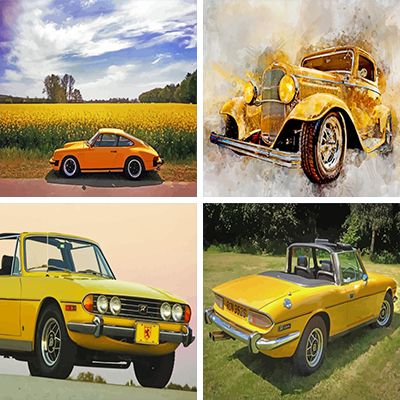 Yellow Car Painting By Numbers