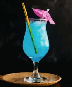 Aesthetic Blue Lady Cocktail Paint By Numbers