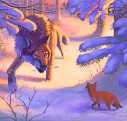 Fox And Wolf In Winter Paint By Numbers