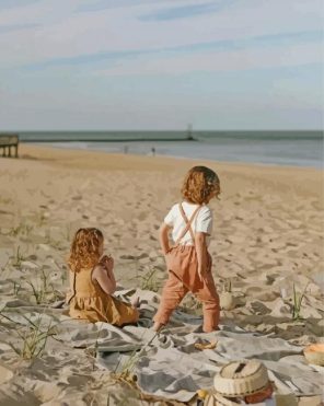 Kids On Beach Art Paint By Numbers