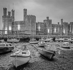 Black And White Caernarfon Castle Paint By Numbers
