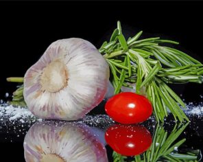 Cherry Tomato And Garlic With Rosemary Paint By Numbers